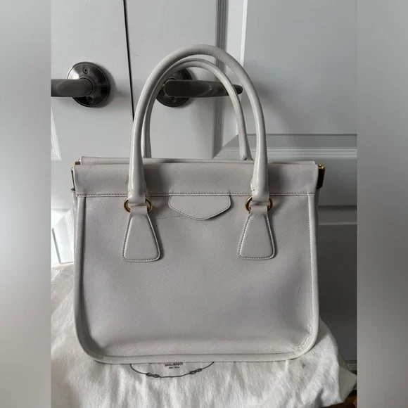 ✨ Host Pick ✨ Prada | Authentic 2012  Saffiano Lux Top Handle Tote Bag in Talco - Picture 13 of 15
